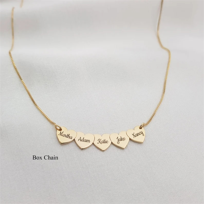 Birth Flower Necklace - CUSTOM ด้านข้าง Dainty Heart จี้สร้อยคอบุคลิกภาพแกะสลักชื่อเครื่องประดับสําหรับหญิงสาวของขวัญสแตนเลส