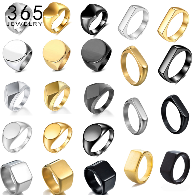 Initial Ring Custom - แหวนสแตนเลส 365 สไตล์พังก์ร็อก ดีไซน์เรียบหรู สลักชื่อได้ สำหรับผู้ชาย