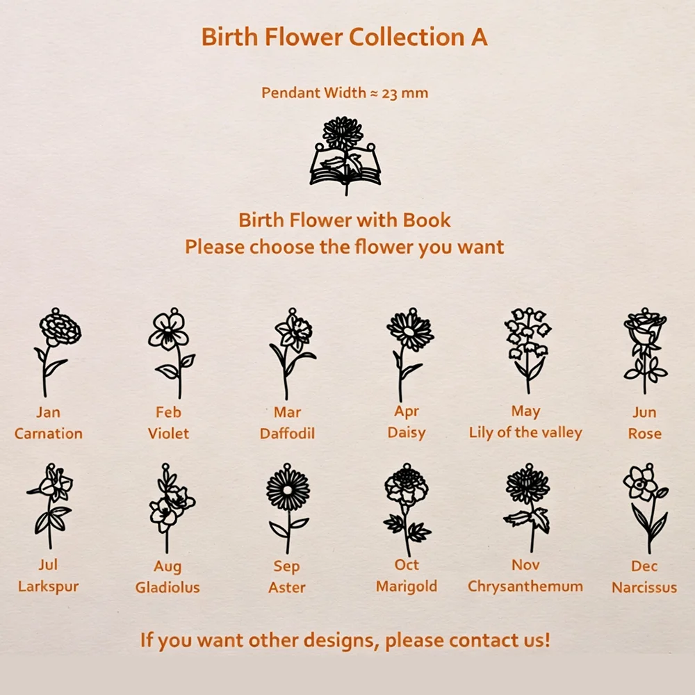 สร้อยคอจี้รูปหนังสือเปิดลายดอก - Birth Flower Necklace บทวิจารณ์และราคา
