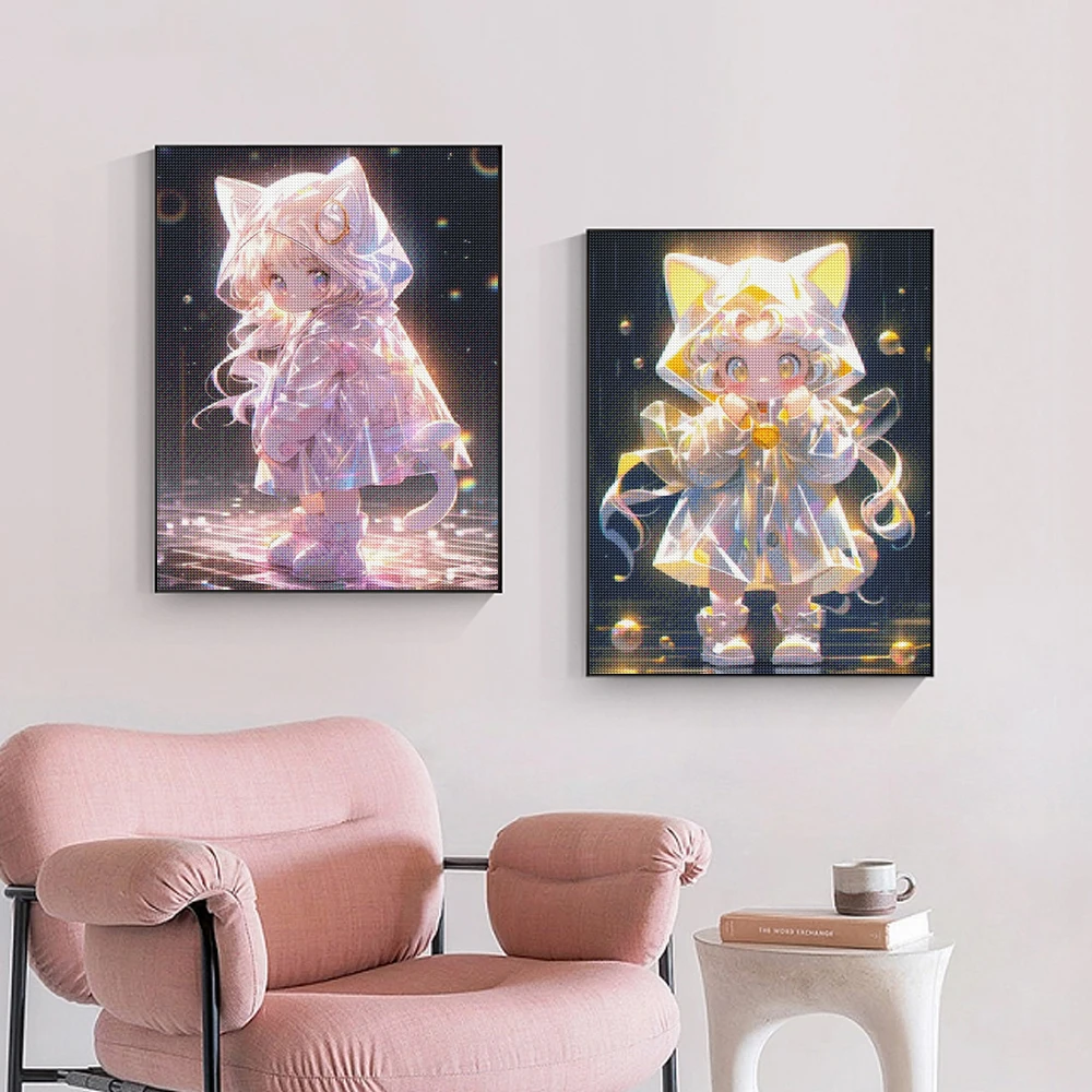 5D DIY AB เพชรภาพวาดสาวอะนิเมะ - Photo Mosaic Print บทวิจารณ์และราคา