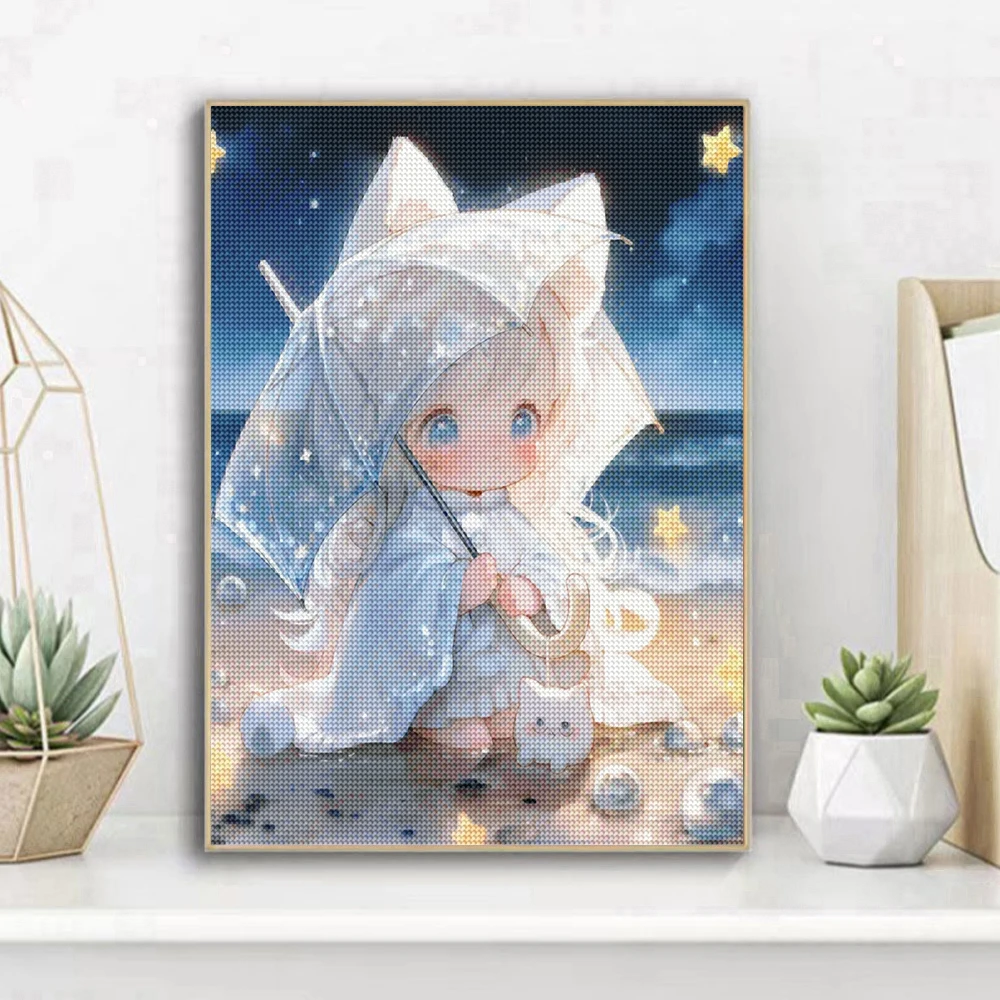 5D DIY AB เพชรภาพวาดสาวอะนิเมะ - Photo Mosaic Print บทวิจารณ์และราคา