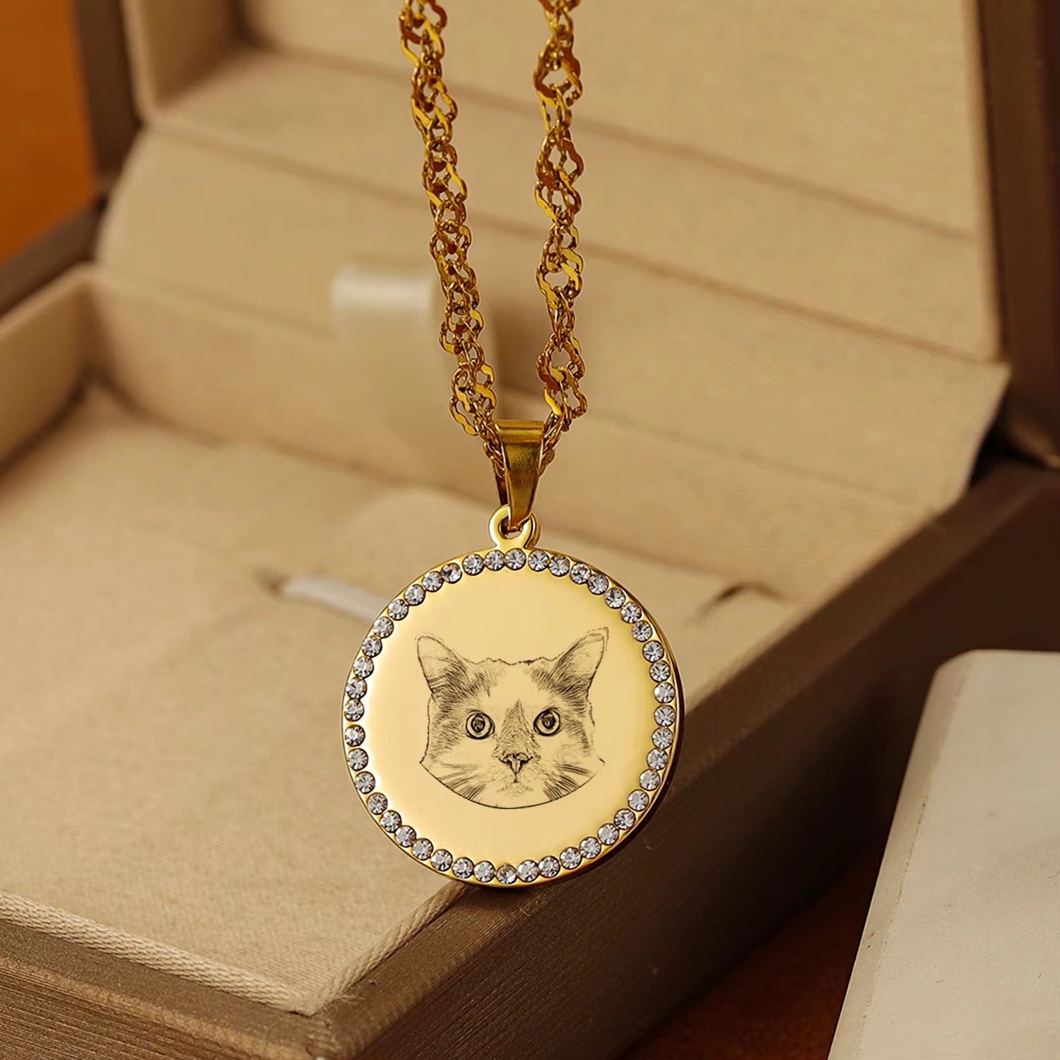 สร้อยคอจี้รูปทรงกลมสลักลายภาพถ - Pet Portrait Custom บทวิจารณ์และราคา