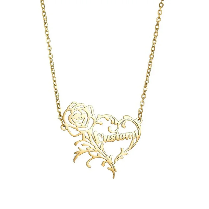 สร้อยคอจี้รูปหัวใจดอกกุหลาบทำจ - Birth Flower Necklace บทวิจารณ์และราคา